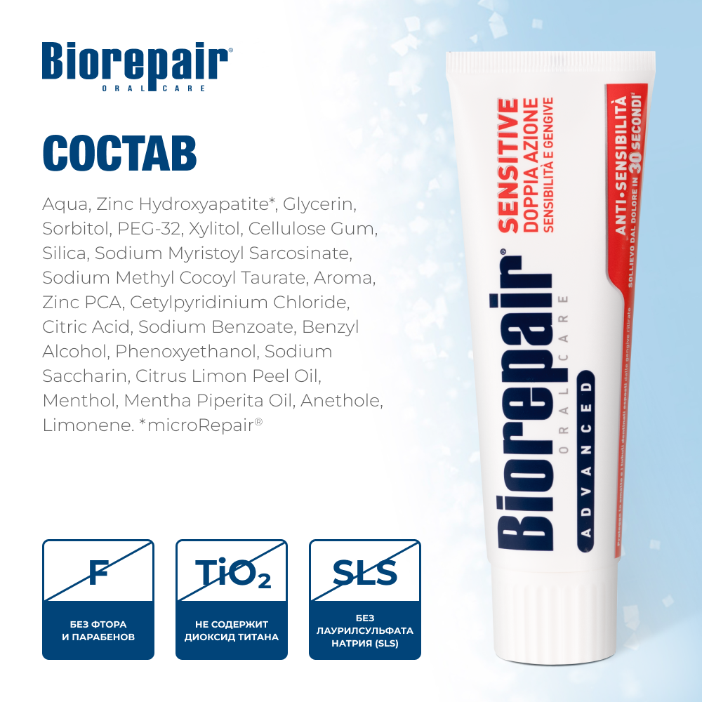 Biorepair Sensitive Double Action 75 мл